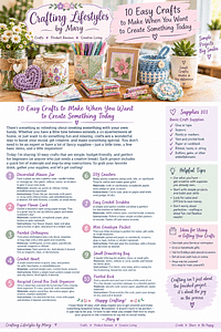 10 easy crafts to make including paper crafts, crochet, recycled crafts, painted clothespins, and DIY projects